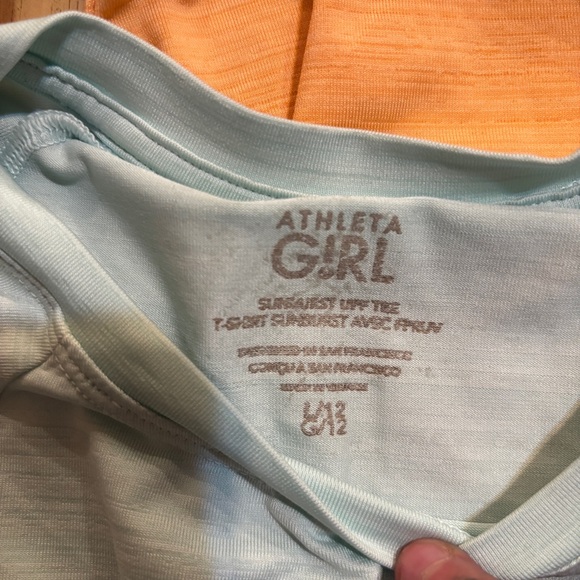 Set of Two Athleta Girl Sunburst T-Shirts in Orange and Light Blue - Picture 2 of 4